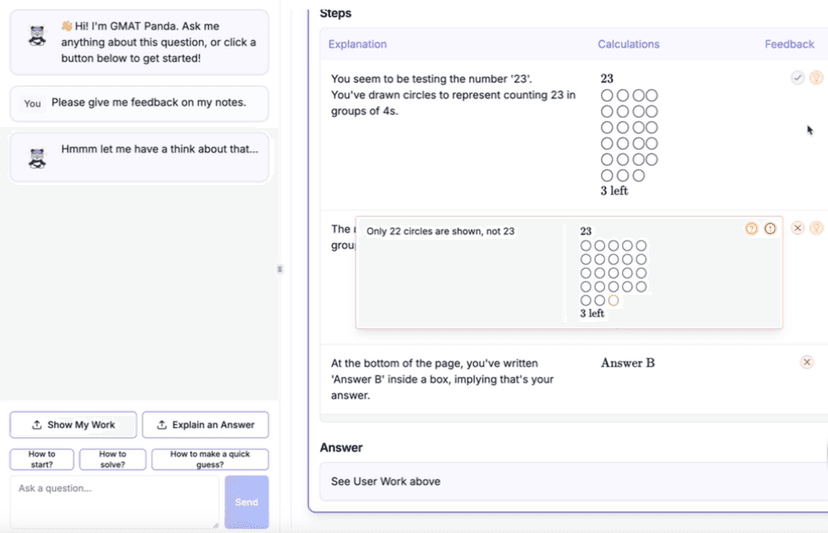Get feedback on your calculations and methods