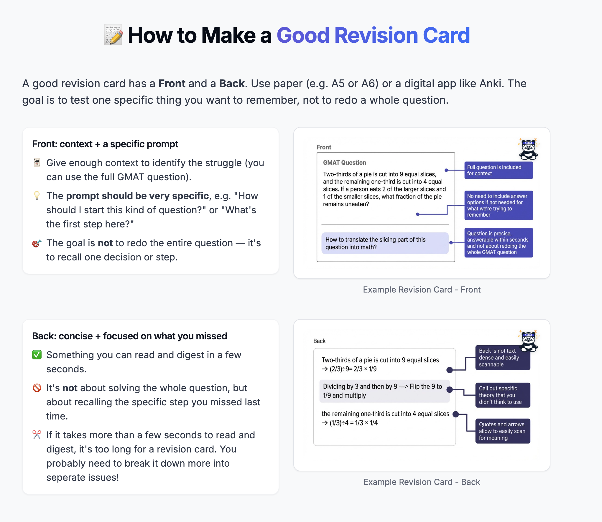 Revision cards and GMAT score improvement