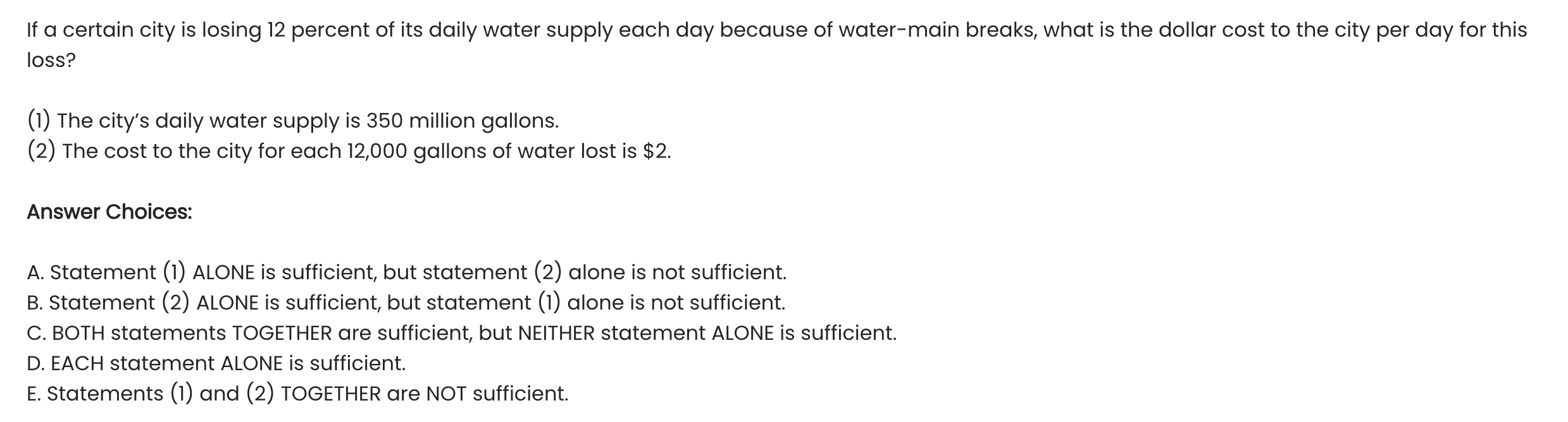 Official GMAT Data Sufficiency question example