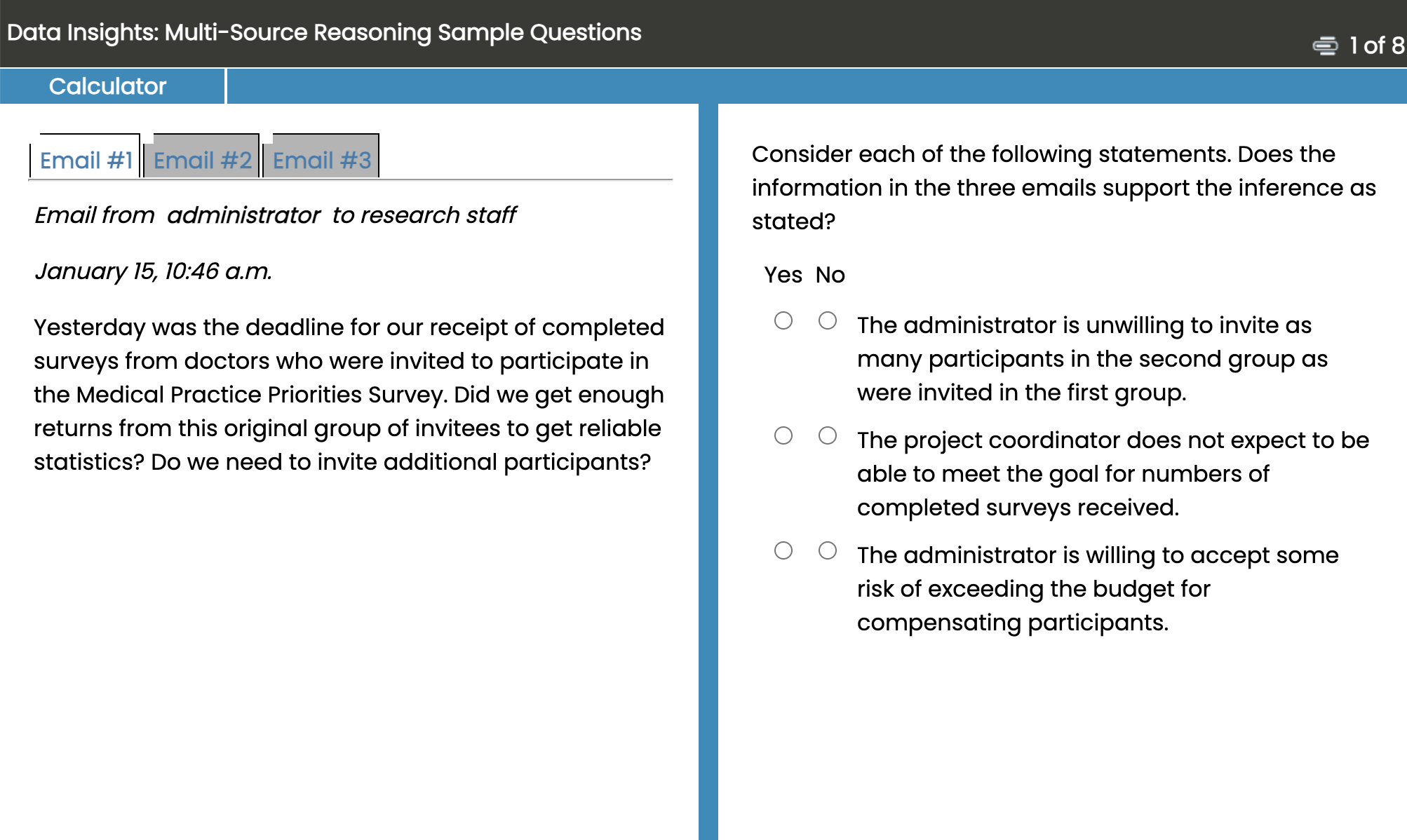 Official GMAT Multi-Source Reasoning question example