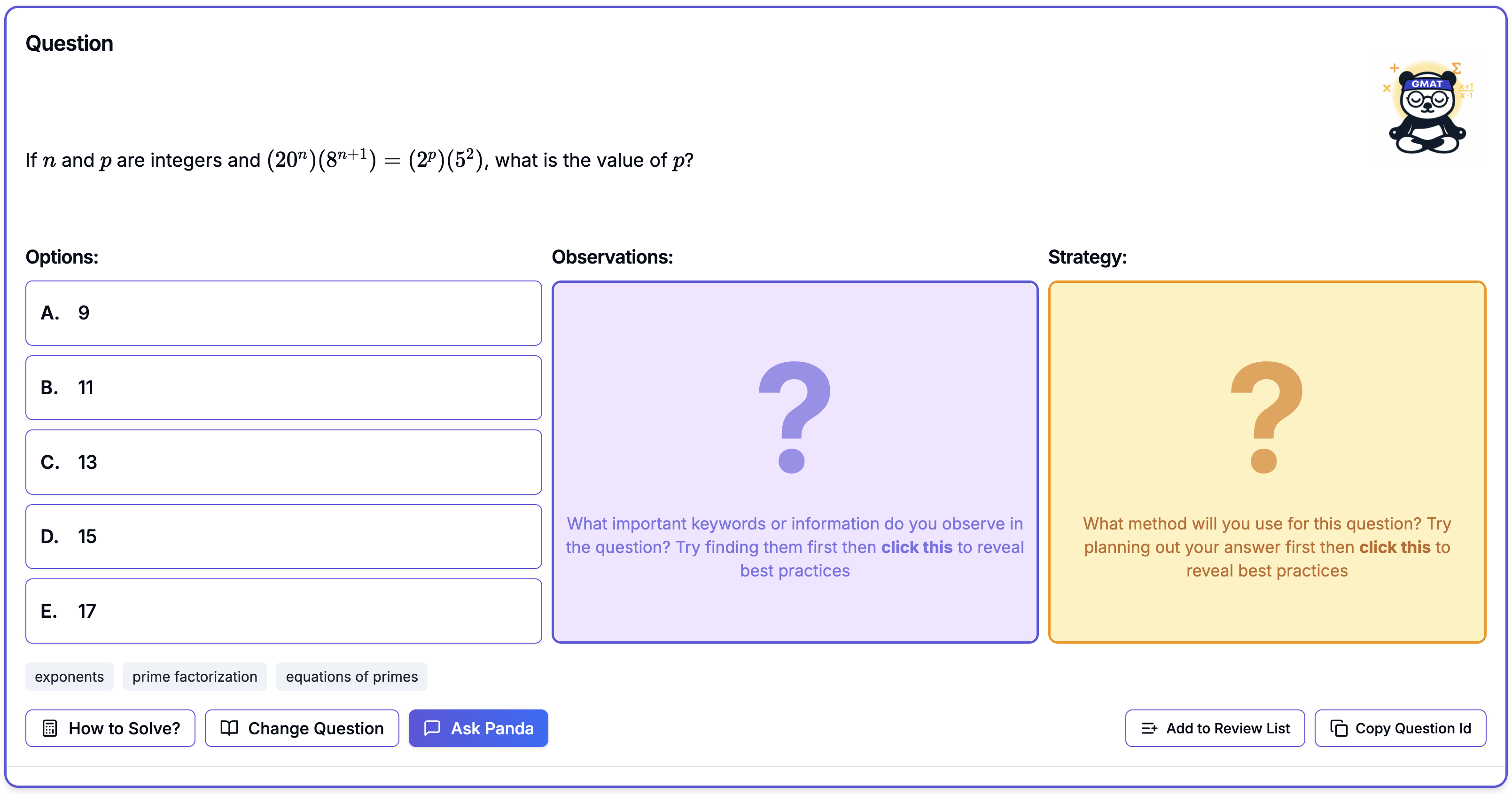 Strategy and Observations cards in GMAT Panda